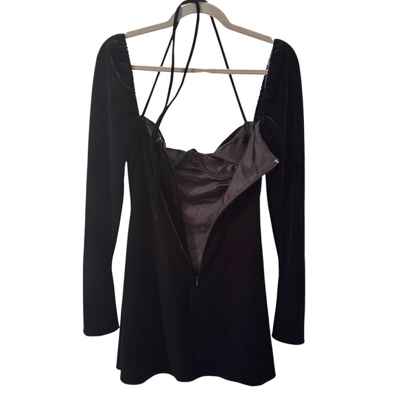 NWT House of CB Babydoll Georgette Halter Mini Dress Black Velvet Size Small - Picture 13 of 16